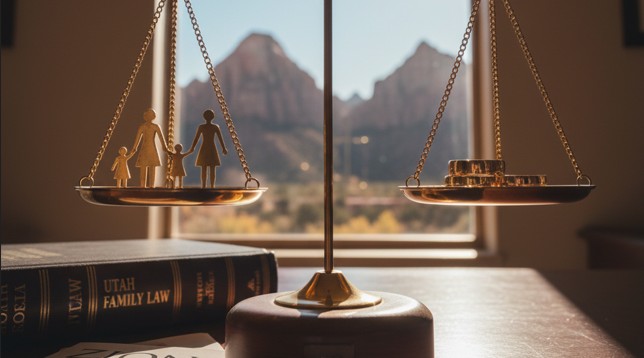 divorce and family law A balanced scale symbolizing fairness and justice for family and divorce law in Utah.