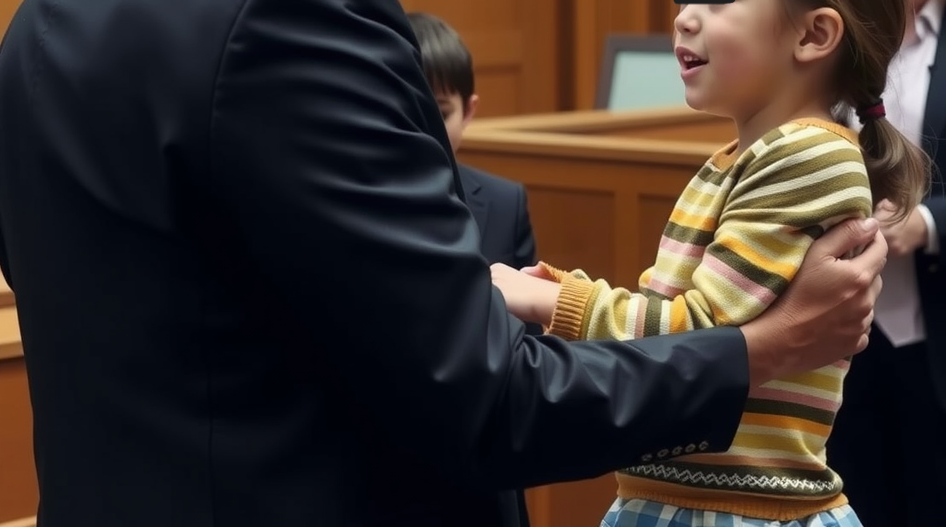 a caring father meeting his child